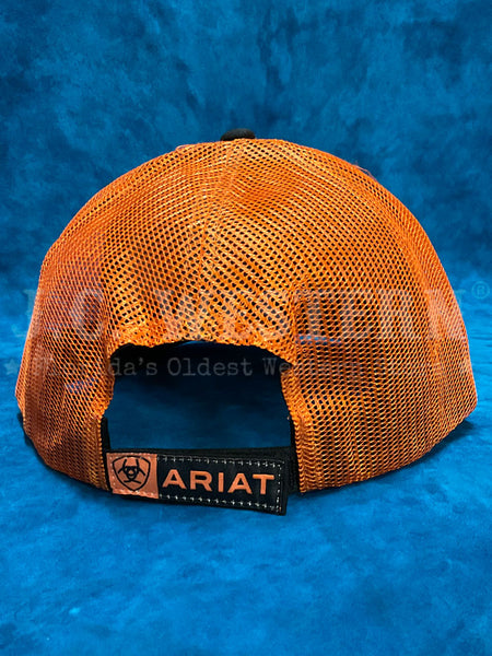 Ariat 15160276 Embroidered Logo Cap Black And Orange back view. If you need any assistance with this item or the purchase of this item please call us at five six one seven four eight eight eight zero one Monday through Saturday 10:00a.m EST to 8:00 p.m EST