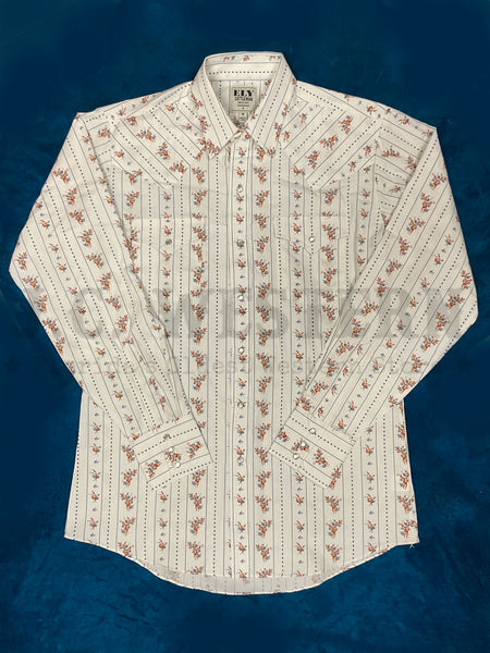 Ely Cattleman 2027095-WH Mens Long Sleeve Snap Shirt White front view. If you need any assistance with this item or the purchase of this item please call us at five six one seven four eight eight eight zero one Monday through Saturday 10:00a.m EST to 8:00 p.m EST
