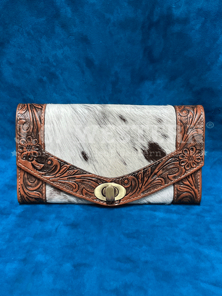 Myra Bag S-3940 Womens Advent Hand Tooled Leather Wallet Brown front view. If you need any assistance with this item or the purchase of this item please call us at five six one seven four eight eight eight zero one Monday through Saturday 10:00a.m EST to 8:00 p.m EST