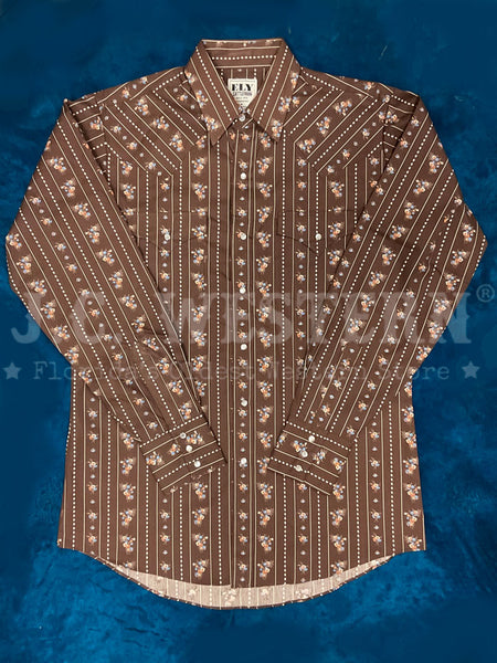 Ely Cattleman 2027095-BN Mens Long Sleeve Snap Shirt Brown front view. If you need any assistance with this item or the purchase of this item please call us at five six one seven four eight eight eight zero one Monday through Saturday 10:00a.m EST to 8:00 p.m EST