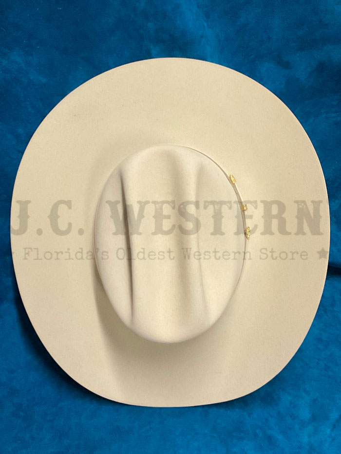 Stetson SFPRES-4840J7 El Presidente 100X Premier Cowboy Hat Silver Beaver side / front view. If you need any assistance with this item or the purchase of this item please call us at five six one seven four eight eight eight zero one Monday through Saturday 10:00a.m EST to 8:00 p.m EST
