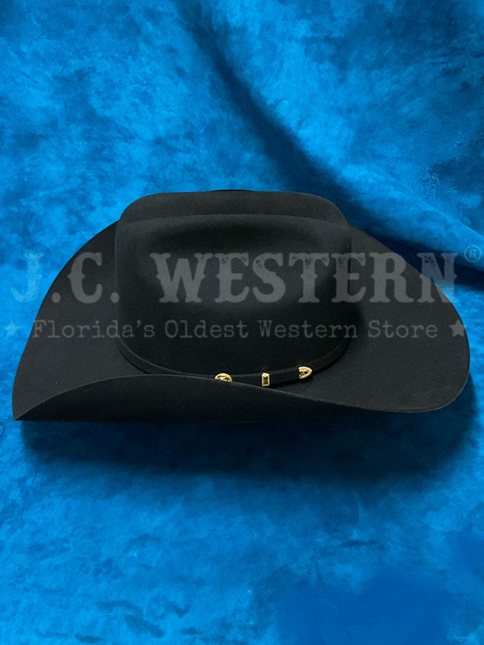 Stetson SFPRES-754007 El Presidente 100X Premier Cowboy Hat Black side / front view. If you need any assistance with this item or the purchase of this item please call us at five six one seven four eight eight eight zero one Monday through Saturday 10:00a.m EST to 8:00 p.m EST