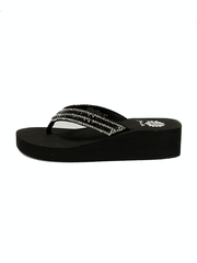 Yellow Box 52177 Womens Stasya Flip Flop Sandals Black side view. If you need any assistance with this item or the purchase of this item please call us at five six one seven four eight eight eight zero one Monday through Saturday 10:00a.m EST to 8:00 p.m EST