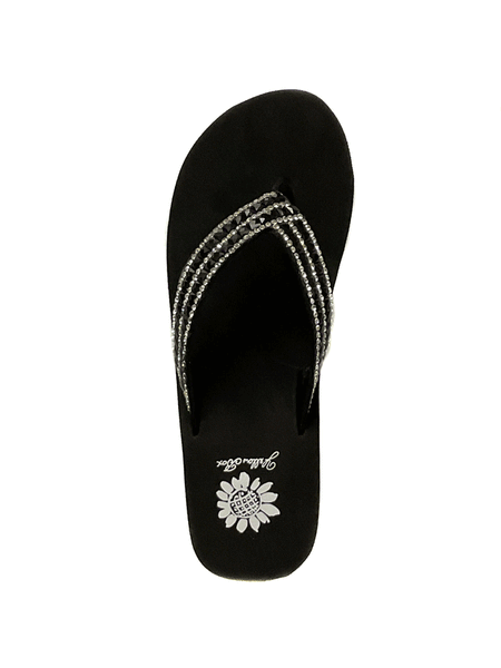 Yellow Box 52177 Womens Stasya Flip Flop Sandals Black view from above. If you need any assistance with this item or the purchase of this item please call us at five six one seven four eight eight eight zero one Monday through Saturday 10:00a.m EST to 8:00 p.m EST