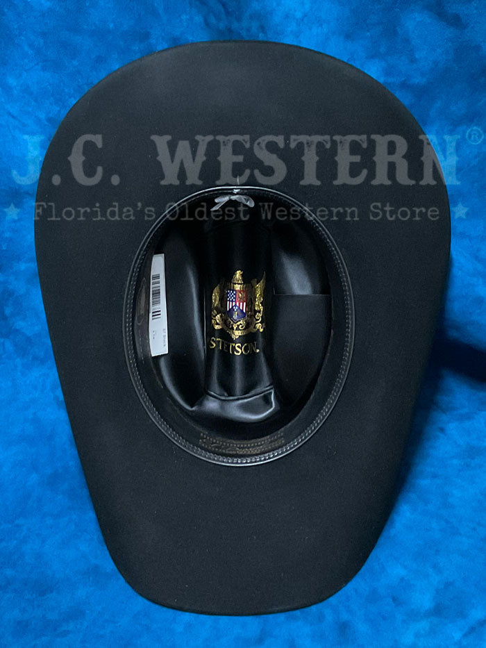 Stetson SFPRES-754007 El Presidente 100X Premier Cowboy Hat Black side / front view. If you need any assistance with this item or the purchase of this item please call us at five six one seven four eight eight eight zero one Monday through Saturday 10:00a.m EST to 8:00 p.m EST