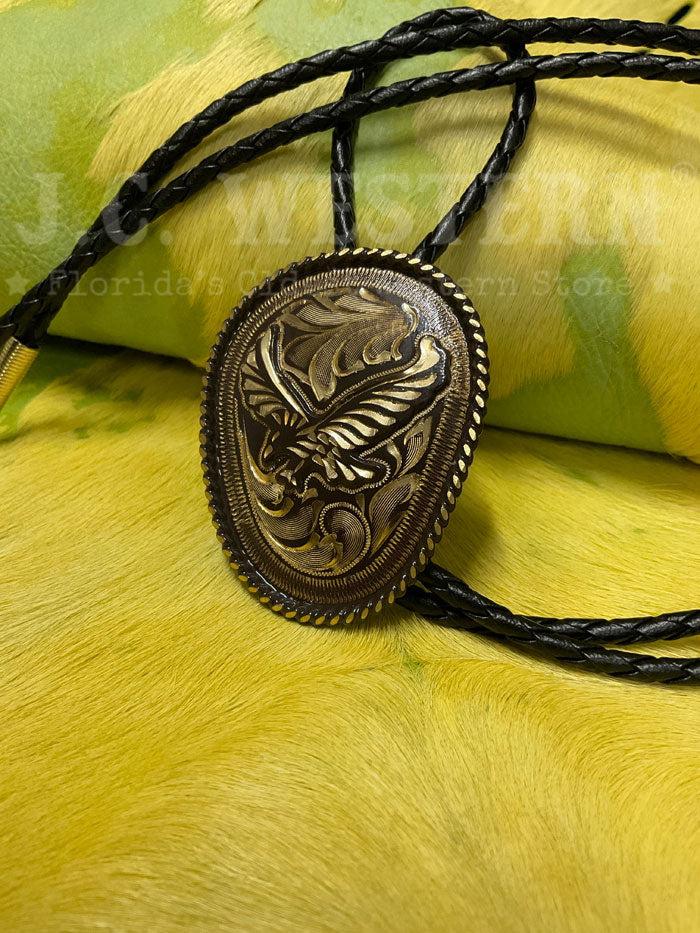Fashionwest AC54W Western Bolo Tie Gold front view. If you need any assistance with this item or the purchase of this item please call us at five six one seven four eight eight eight zero one Monday through Saturday 10:00a.m EST to 8:00 p.m EST