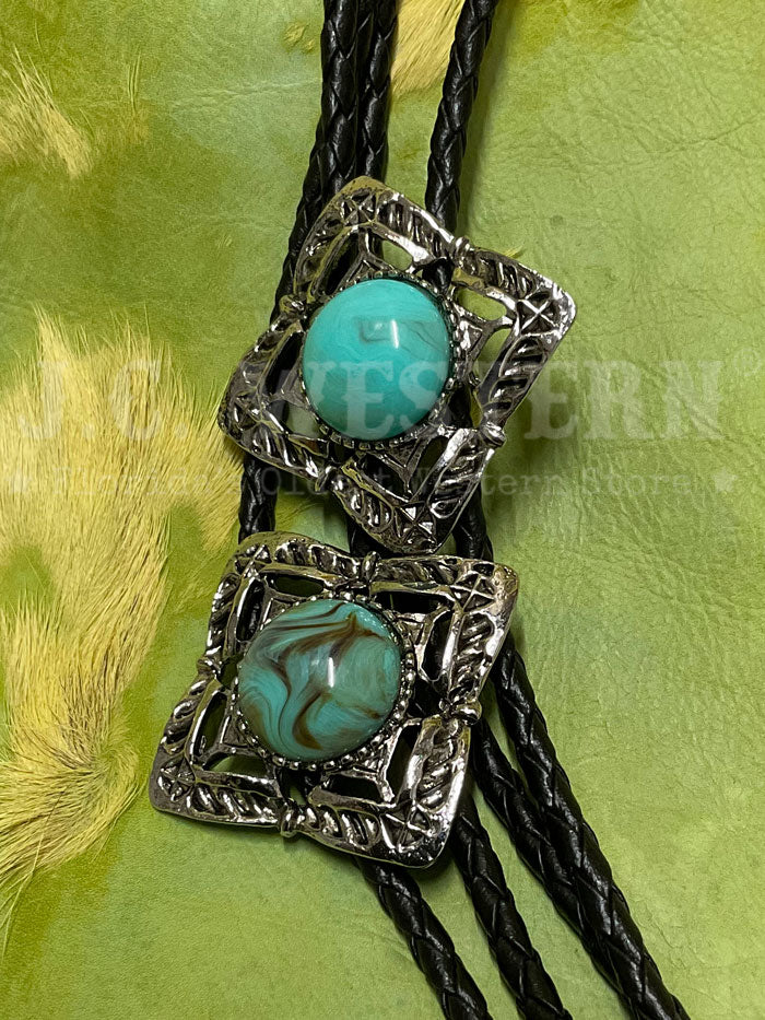 Fashionwest 2403T Western Bolo Tie Turquoise front view. If you need any assistance with this item or the purchase of this item please call us at five six one seven four eight eight eight zero one Monday through Saturday 10:00a.m EST to 8:00 p.m EST