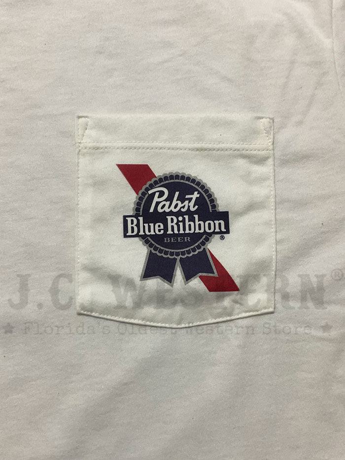 Hooey HT1703CR Mens Pabst Blue Ribbon T-Shirt Cream back view. If you need any assistance with this item or the purchase of this item please call us at five six one seven four eight eight eight zero one Monday through Saturday 10:00a.m EST to 8:00 p.m EST