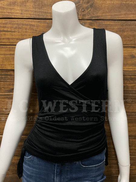 Panhandle JW20T04414-BLK Ladies Side Cinch Top Black front view. If you need any assistance with this item or the purchase of this item please call us at five six one seven four eight eight eight zero one Monday through Saturday 10:00a.m EST to 8:00 p.m EST