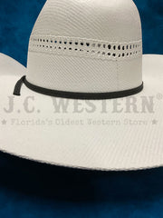 Bullhide 1040 WHITE GOLD 10X Hat White back detail close up. If you need any assistance with this item or the purchase of this item please call us at five six one seven four eight eight eight zero one Monday through Saturday 10:00a.m EST to 8:00 p.m EST