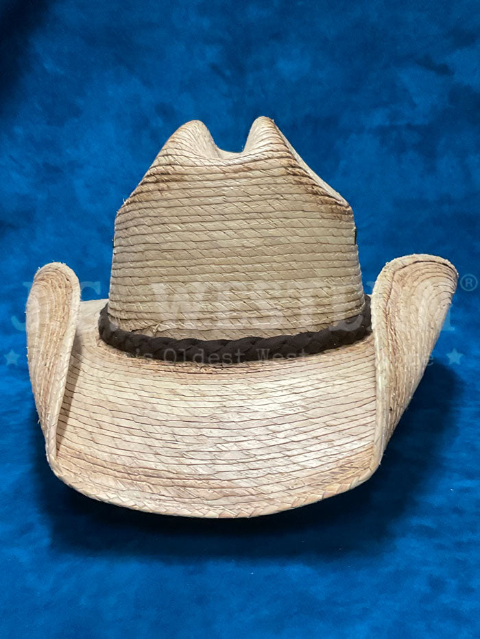 Bullhide 2544 PONY EXPRESS Kids Western Palm Leaf Hat Natural side / front view. If you need any assistance with this item or the purchase of this item please call us at five six one seven four eight eight eight zero one Monday through Saturday 10:00a.m EST to 8:00 p.m EST