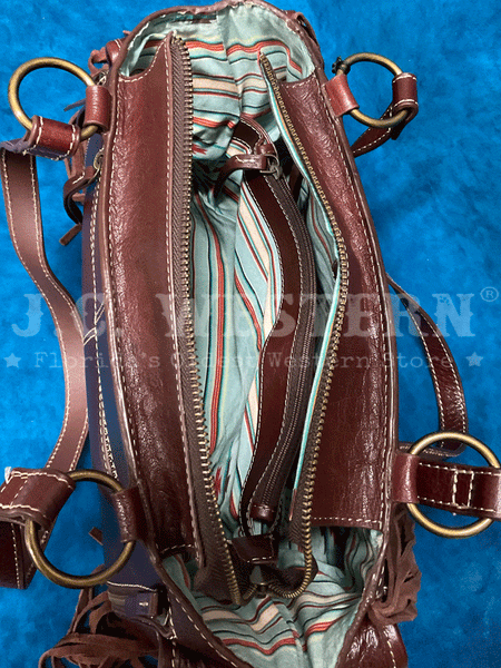 Ariat A770009602 Womens Victoria Collection Satchel Brown inside view. If you need any assistance with this item or the purchase of this item please call us at five six one seven four eight eight eight zero one Monday through Saturday 10:00a.m EST to 8:00 p.m EST
