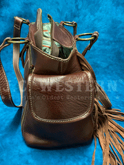 Ariat A770009602 Womens Victoria Collection Satchel Brown side view. If you need any assistance with this item or the purchase of this item please call us at five six one seven four eight eight eight zero one Monday through Saturday 10:00a.m EST to 8:00 p.m EST
