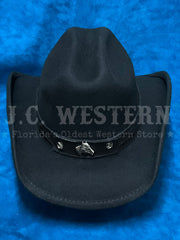 Bullhide 0483BL HORSING AROUND Kids Premium Wool Western Hat Black front view. If you need any assistance with this item or the purchase of this item please call us at five six one seven four eight eight eight zero one Monday through Saturday 10:00a.m EST to 8:00 p.m EST