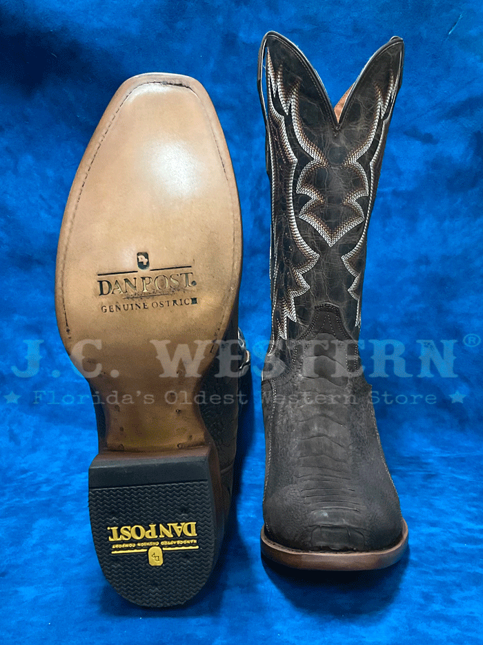 Dan Post DP3103 Mens ANDERS Ostrich Leg Leather Boot Dark Brown front and side view. If you need any assistance with this item or the purchase of this item please call us at five six one seven four eight eight eight zero one Monday through Saturday 10:00a.m EST to 8:00 p.m EST
