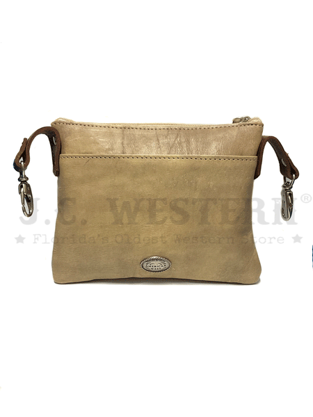 American West 9452884 Ladies Hitchin' Post Trail Rider Crossbody Hip Bag Beige back view. If you need any assistance with this item or the purchase of this item please call us at five six one seven four eight eight eight zero one Monday through Saturday 10:00a.m EST to 8:00 p.m EST