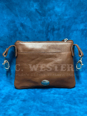 American West 4385884 Ladies Cowtown Trail Rider Crossbody Hip Bag Brown back view. If you need any assistance with this item or the purchase of this item please call us at five six one seven four eight eight eight zero one Monday through Saturday 10:00a.m EST to 8:00 p.m EST