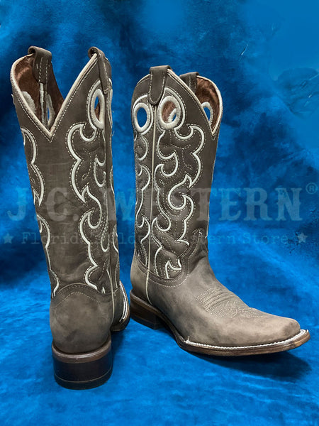 Circle G L6006 Ladies Embroidery Square Toe Boot Tan back and outer side view. If you need any assistance with this item or the purchase of this item please call us at five six one seven four eight eight eight zero one Monday through Saturday 10:00a.m EST to 8:00 p.m EST