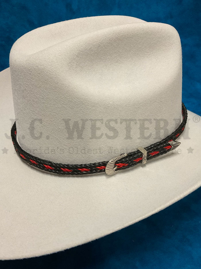 Fashionwest HH100B-6 Horse Hair Hatband Red bickle close up. If you need any assistance with this item or the purchase of this item please call us at five six one seven four eight eight eight zero one Monday through Saturday 10:00a.m EST to 8:00 p.m EST