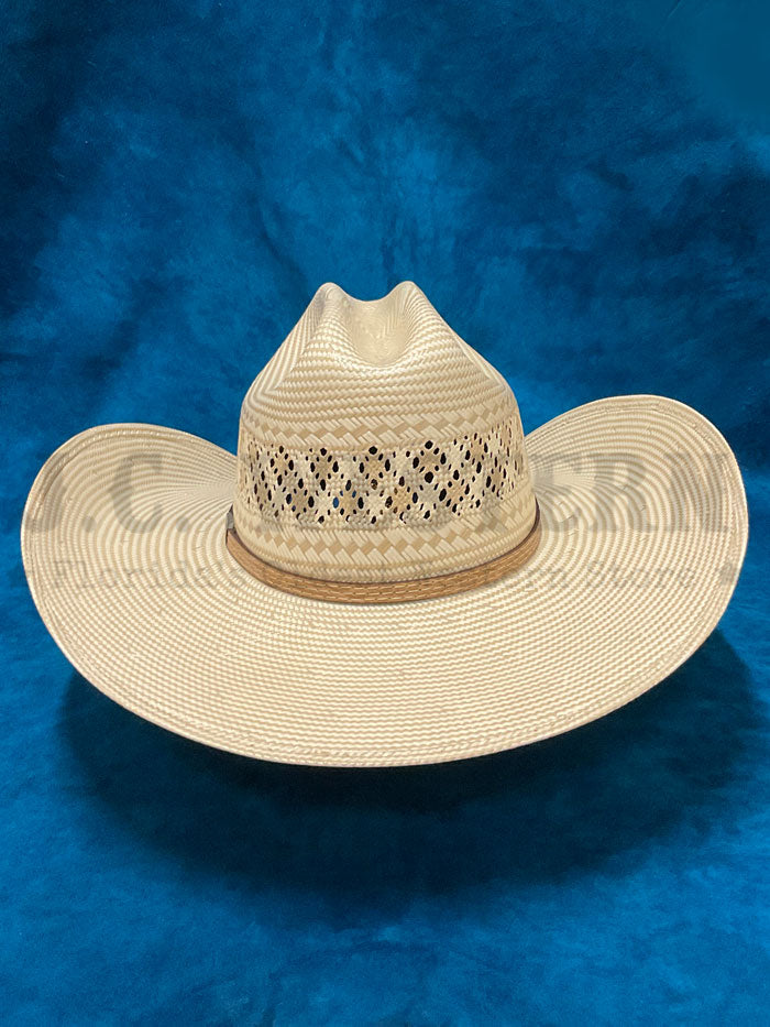 Larry Mahan MS4V42WYAX4414 10X WYATT Straw Hat Tan side / front view. If you need any assistance with this item or the purchase of this item please call us at five six one seven four eight eight eight zero one Monday through Saturday 10:00a.m EST to 8:00 p.m EST