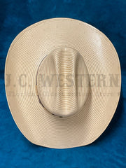 Larry Mahan MS4V42WYAX4414 10X WYATT Straw Hat Tan view from above. If you need any assistance with this item or the purchase of this item please call us at five six one seven four eight eight eight zero one Monday through Saturday 10:00a.m EST to 8:00 p.m EST