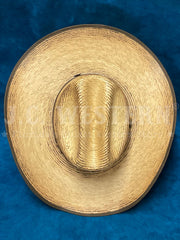 Justin JS1956TRGR44 TRIGGER Bent Rail Straw Cowboy Hat Tan view from above. If you need any assistance with this item or the purchase of this item please call us at five six one seven four eight eight eight zero one Monday through Saturday 10:00a.m EST to 8:00 p.m EST