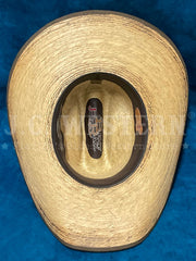 Justin JS1956TRGR44 TRIGGER Bent Rail Straw Cowboy Hat Tan inside view. If you need any assistance with this item or the purchase of this item please call us at five six one seven four eight eight eight zero one Monday through Saturday 10:00a.m EST to 8:00 p.m EST