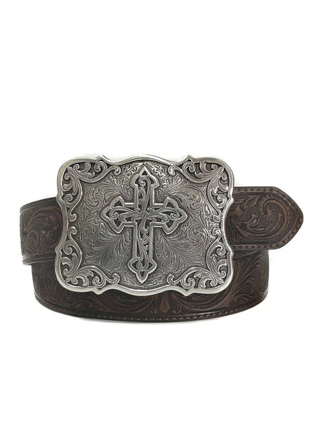 Nocona N3483802 Womens Tooled Belt Brown front view. If you need any assistance with this item or the purchase of this item please call us at five six one seven four eight eight eight zero one Monday through Saturday 10:00a.m EST to 8:00 p.m EST