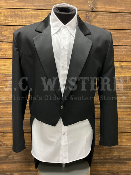 Circle S CC7804 Mens Western Long Tails Tuxedo Coat Black front view. If you need any assistance with this item or the purchase of this item please call us at five six one seven four eight eight eight zero one Monday through Saturday 10:00a.m EST to 8:00 p.m EST