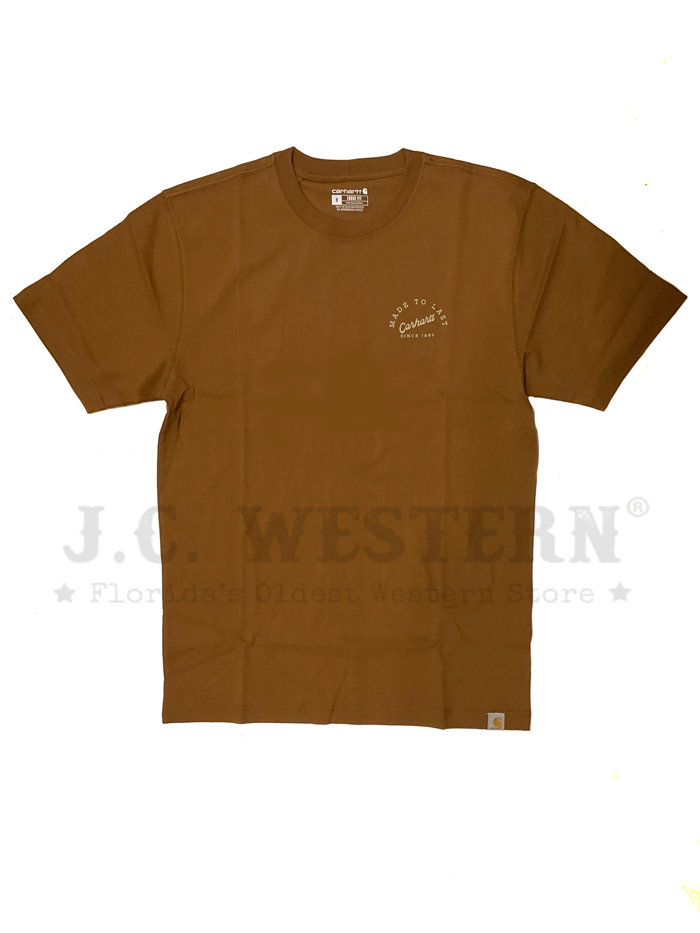 Carhartt 106153-BRN Mens Loose Fit Heavyweight Anvil Graphic T-Shirt Brown back view. If you need any assistance with this item or the purchase of this item please call us at five six one seven four eight eight eight zero one Monday through Saturday 10:00a.m EST to 8:00 p.m EST