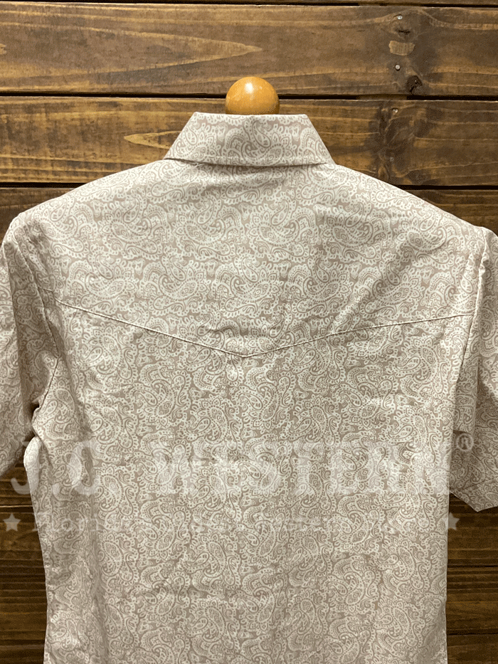 Ely Cattleman 2023098-KA Mens Short Sleeve Paisley Print Western Shirt Khaki front view. If you need any assistance with this item or the purchase of this item please call us at five six one seven four eight eight eight zero one Monday through Saturday 10:00a.m EST to 8:00 p.m EST