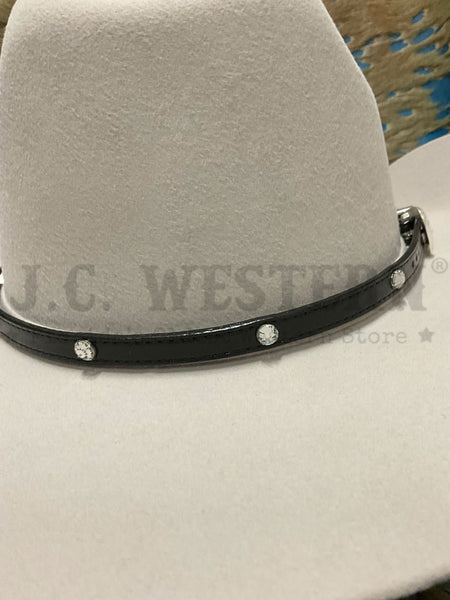 Fashionwest LC48-BLK Leather Rhinestones Hatband Black front view. If you need any assistance with this item or the purchase of this item please call us at five six one seven four eight eight eight zero one Monday through Saturday 10:00a.m EST to 8:00 p.m EST
