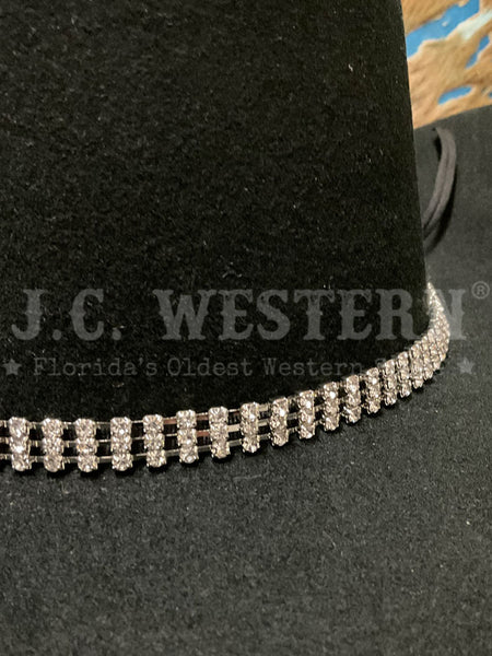 Fashionwest HB61-3SC Rhinestones Hatband Silver on hat. If you need any assistance with this item or the purchase of this item please call us at five six one seven four eight eight eight zero one Monday through Saturday 10:00a.m EST to 8:00 p.m EST