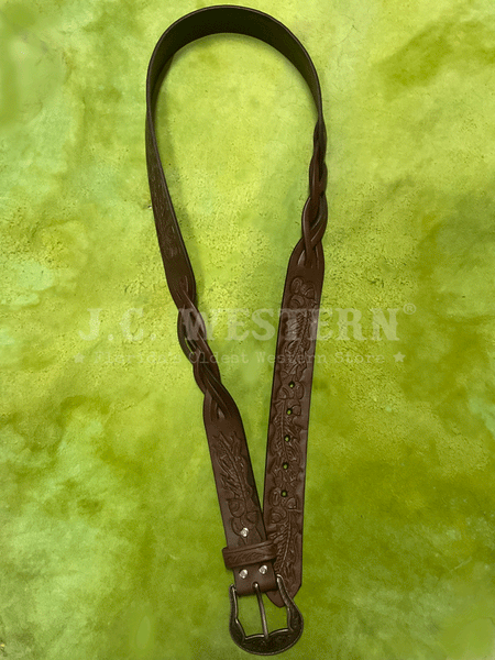 Angel Ranch D140001202 Womens Braided Acorn Belt Brown view from above. If you need any assistance with this item or the purchase of this item please call us at five six one seven four eight eight eight zero one Monday through Saturday 10:00a.m EST to 8:00 p.m EST