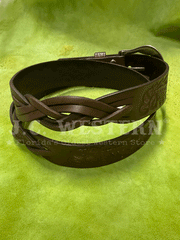 Angel Ranch D140001202 Womens Braided Acorn Belt Brown side and back view. If you need any assistance with this item or the purchase of this item please call us at five six one seven four eight eight eight zero one Monday through Saturday 10:00a.m EST to 8:00 p.m EST
