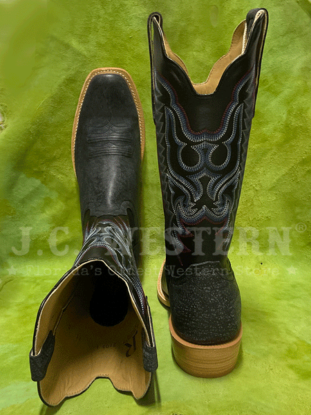 R.Watson RW7103-1 Mens Cape Buffalo Western Boot Midnight Blue toe and back view. If you need any assistance with this item or the purchase of this item please call us at five six one seven four eight eight eight zero one Monday through Saturday 10:00a.m EST to 8:00 p.m EST