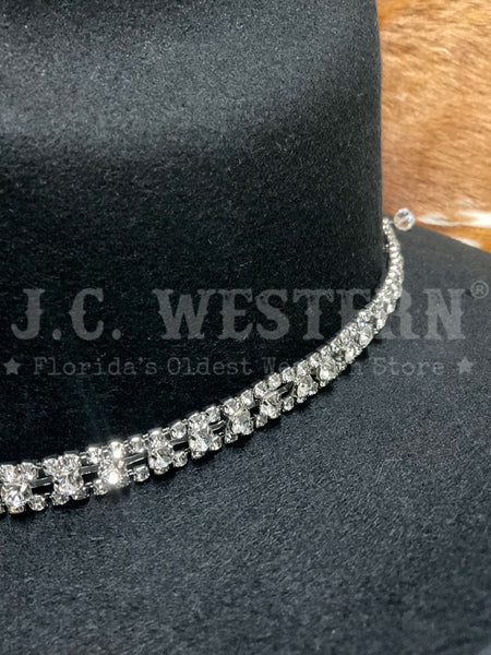 Fashionwest HB61-6C Rhinestones Hatband Silver on hat. If you need any assistance with this item or the purchase of this item please call us at five six one seven four eight eight eight zero one Monday through Saturday 10:00a.m EST to 8:00 p.m EST