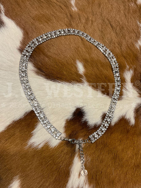 Fashionwest HB61-6C Rhinestones Hatband Silver front view. If you need any assistance with this item or the purchase of this item please call us at five six one seven four eight eight eight zero one Monday through Saturday 10:00a.m EST to 8:00 p.m EST