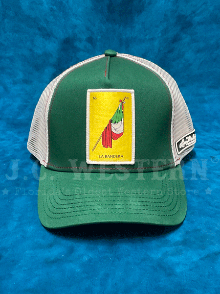 Larry Mahan MCBCLABA La Bandera Mesh Back Cap Green front view. If you need any assistance with this item or the purchase of this item please call us at five six one seven four eight eight eight zero one Monday through Saturday 10:00a.m EST to 8:00 p.m EST
