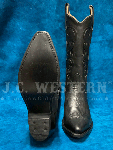 Old West LF1579 Womens Snip Toe Fashion Western Boot Black front and sole view. If you need any assistance with this item or the purchase of this item please call us at five six one seven four eight eight eight zero one Monday through Saturday 10:00a.m EST to 8:00 p.m EST