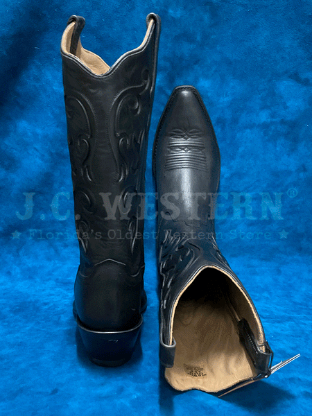 Old West LF1579 Womens Snip Toe Fashion Western Boot Black back and toe view. If you need any assistance with this item or the purchase of this item please call us at five six one seven four eight eight eight zero one Monday through Saturday 10:00a.m EST to 8:00 p.m EST