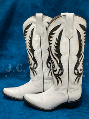 Circle G L6067 Womens Inlay And Embroidery Tall Top Boot White side view of pair. If you need any assistance with this item or the purchase of this item please call us at five six one seven four eight eight eight zero one Monday through Saturday 10:00a.m EST to 8:00 p.m EST