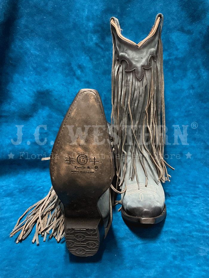 Circle G L6074 Ladies Fringes Western Boot Light Blue front and side view. If you need any assistance with this item or the purchase of this item please call us at five six one seven four eight eight eight zero one Monday through Saturday 10:00a.m EST to 8:00 p.m EST