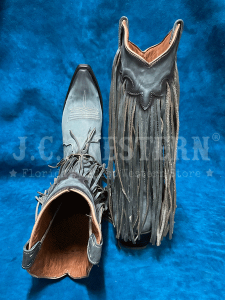 Circle G L6074 Ladies Fringes Western Boot Light Blue back and toe view. If you need any assistance with this item or the purchase of this item please call us at five six one seven four eight eight eight zero one Monday through Saturday 10:00a.m EST to 8:00 p.m EST