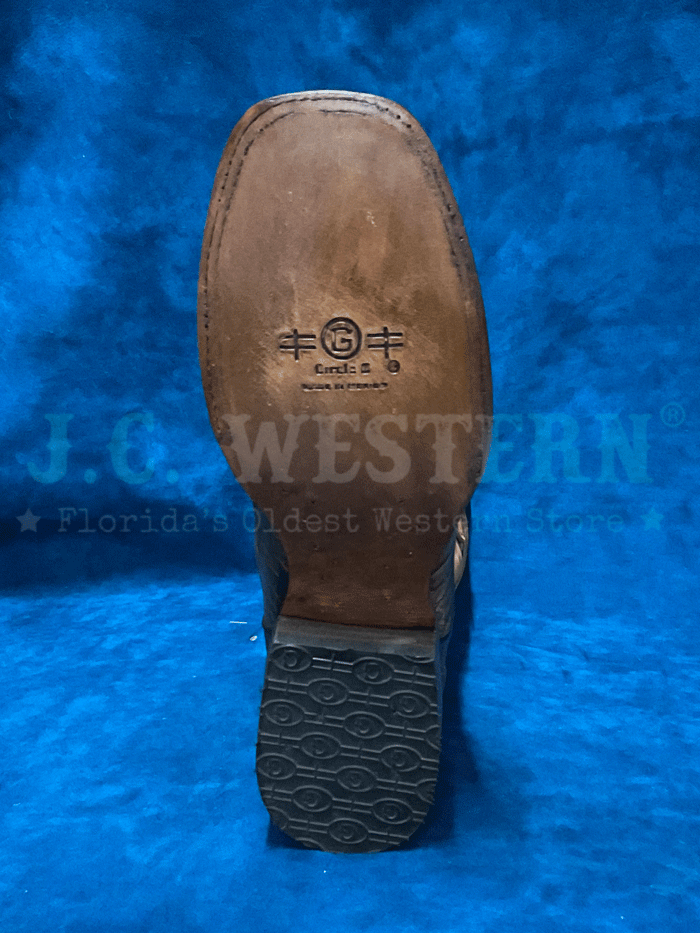 Circle G L6059 Mens Ostrich Leg Embroidery Square Toe Boot Brown front and side view. If you need any assistance with this item or the purchase of this item please call us at five six one seven four eight eight eight zero one Monday through Saturday 10:00a.m EST to 8:00 p.m EST