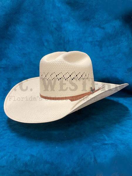 Ariat A73292 30X Shantung Straw Hat Natural side / front view. If you need any assistance with this item or the purchase of this item please call us at five six one seven four eight eight eight zero one Monday through Saturday 10:00a.m EST to 8:00 p.m EST