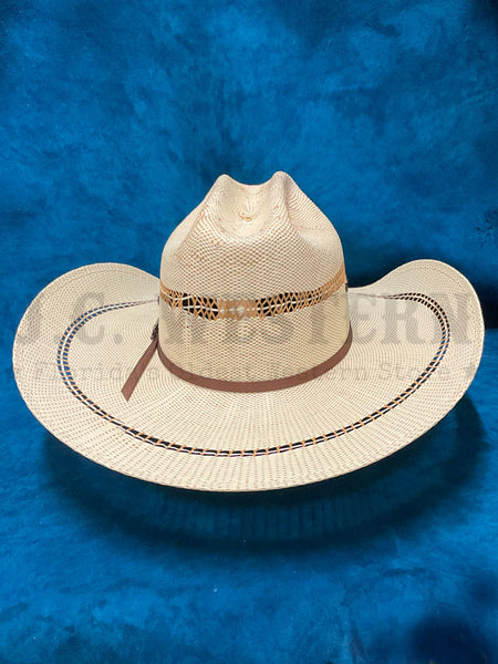 Ariat A73124 Bangora Straw Hat Tan back view. If you need any assistance with this item or the purchase of this item please call us at five six one seven four eight eight eight zero one Monday through Saturday 10:00a.m EST to 8:00 p.m EST