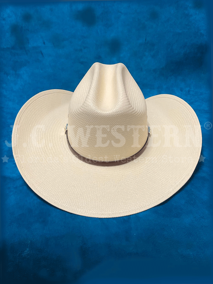 Larry Mahan MS2442ALAL 10X Alamo Straw Hat Ivory side and front view. If you need any assistance with this item or the purchase of this item please call us at five six one seven four eight eight eight zero one Monday through Saturday 10:00a.m EST to 8:00 p.m EST