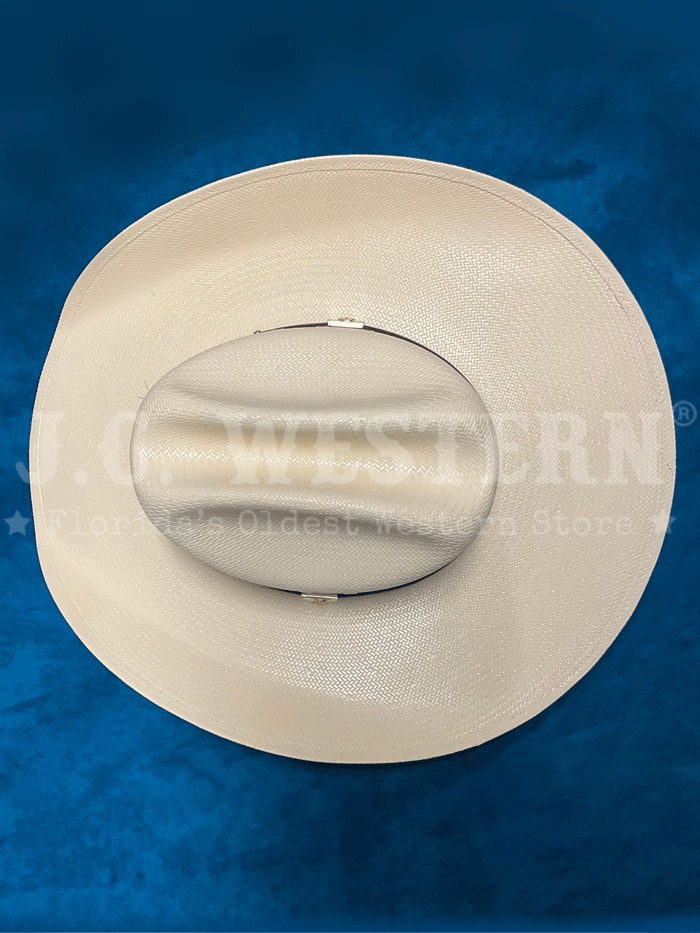 Larry Mahan MS2442ALAL 10X Alamo Straw Hat Ivory side and front view. If you need any assistance with this item or the purchase of this item please call us at five six one seven four eight eight eight zero one Monday through Saturday 10:00a.m EST to 8:00 p.m EST