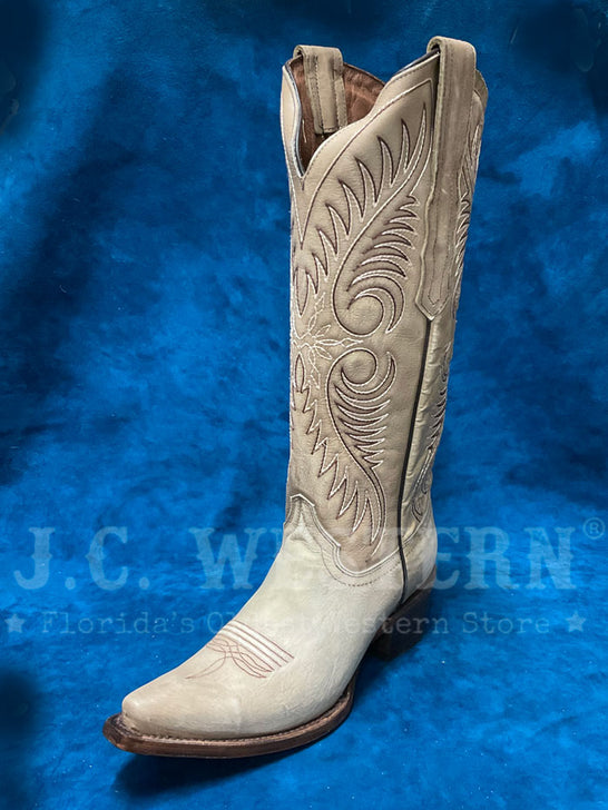 Circle G L6116 Ladies Cowhide Embroidery Boot Natural side / front view. If you need any assistance with this item or the purchase of this item please call us at five six one seven four eight eight eight zero one Monday through Saturday 10:00a.m EST to 8:00 p.m EST